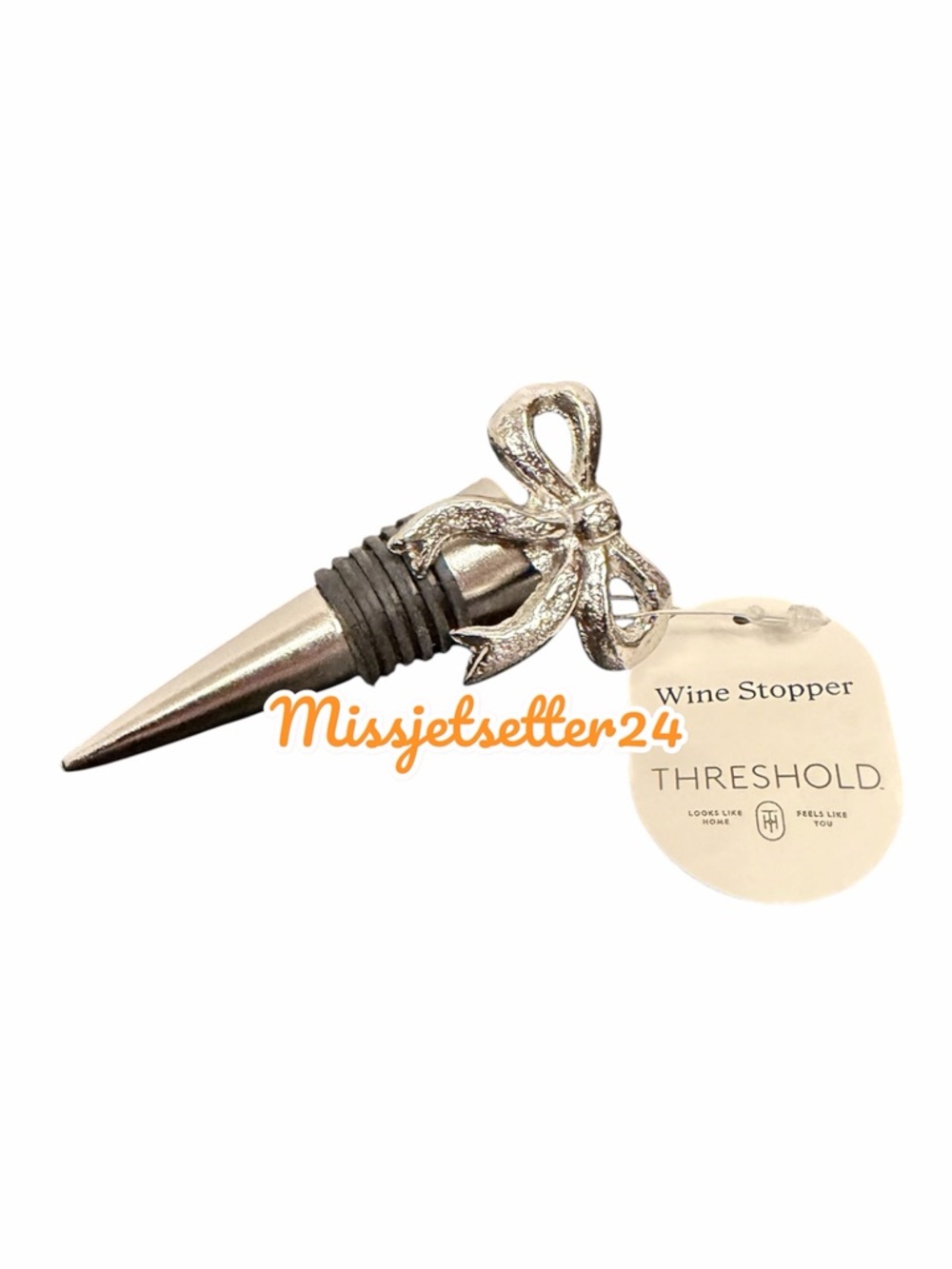 Threshold Bow Wine Stopper Silver Metal Target NWT